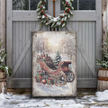 Vintage Christmas Sleigh Sled Canvas Wall Art