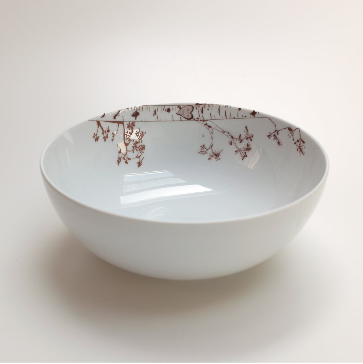 Personalized Birch Serving Bowl – Custom Initials in Heart Design