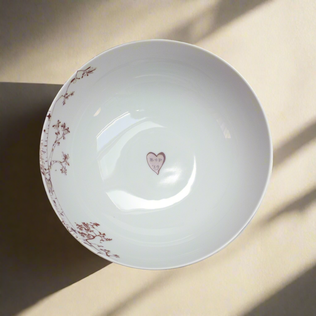 Personalized Birch Serving Bowl – Custom Initials in Heart Design