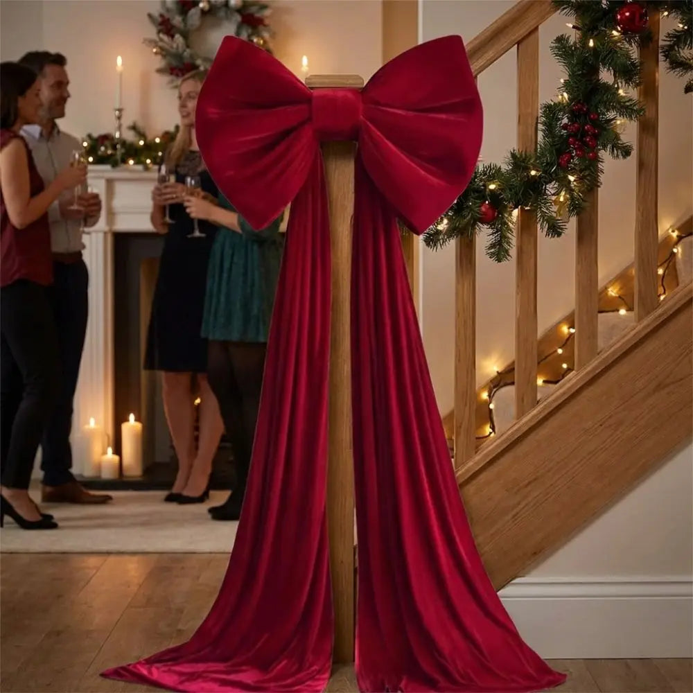 Large Velvet Christmas Tree Bow | Long Draping Tails | 5 Colors & 3 Sizes