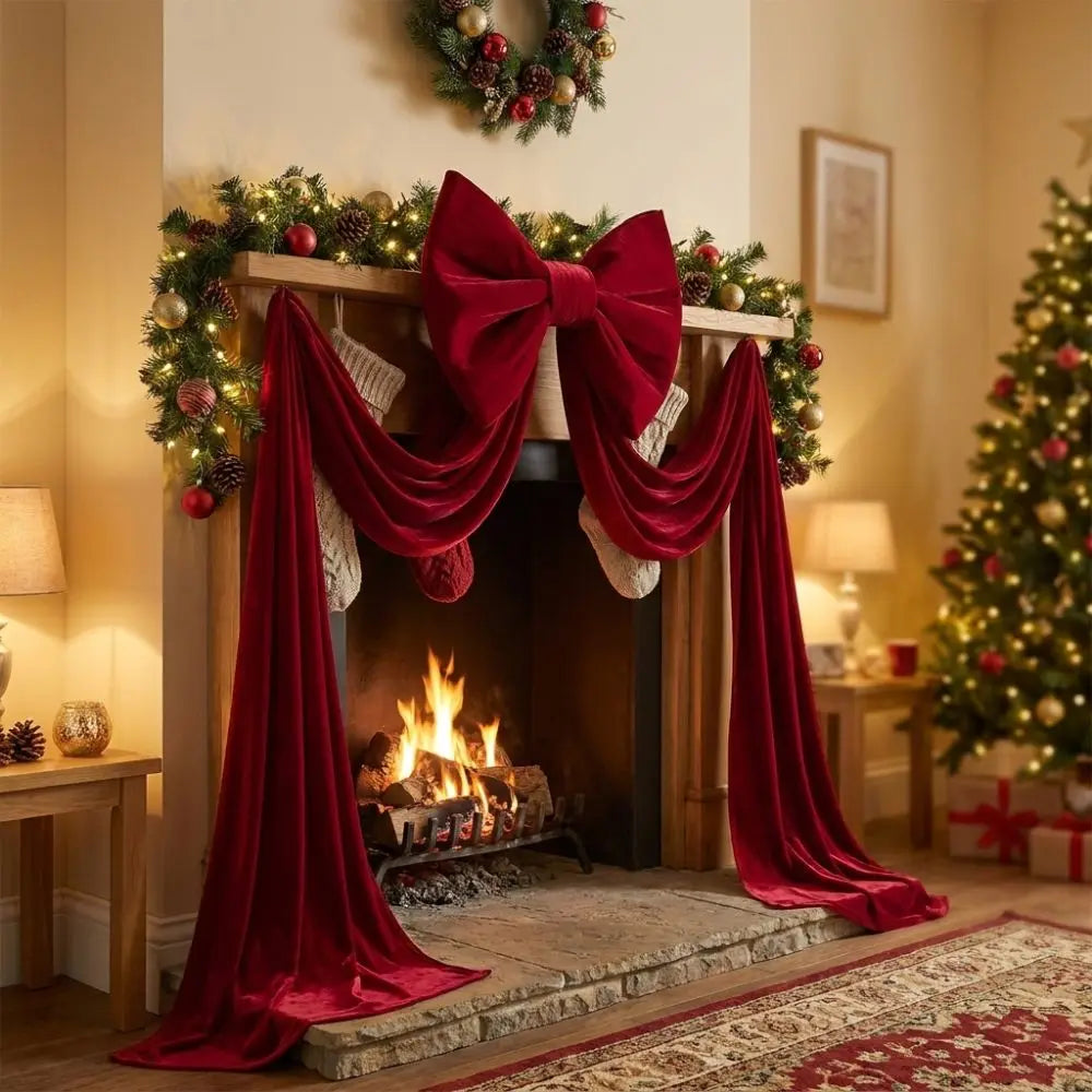 Large Velvet Christmas Tree Bow | Long Draping Tails | 5 Colors & 3 Sizes