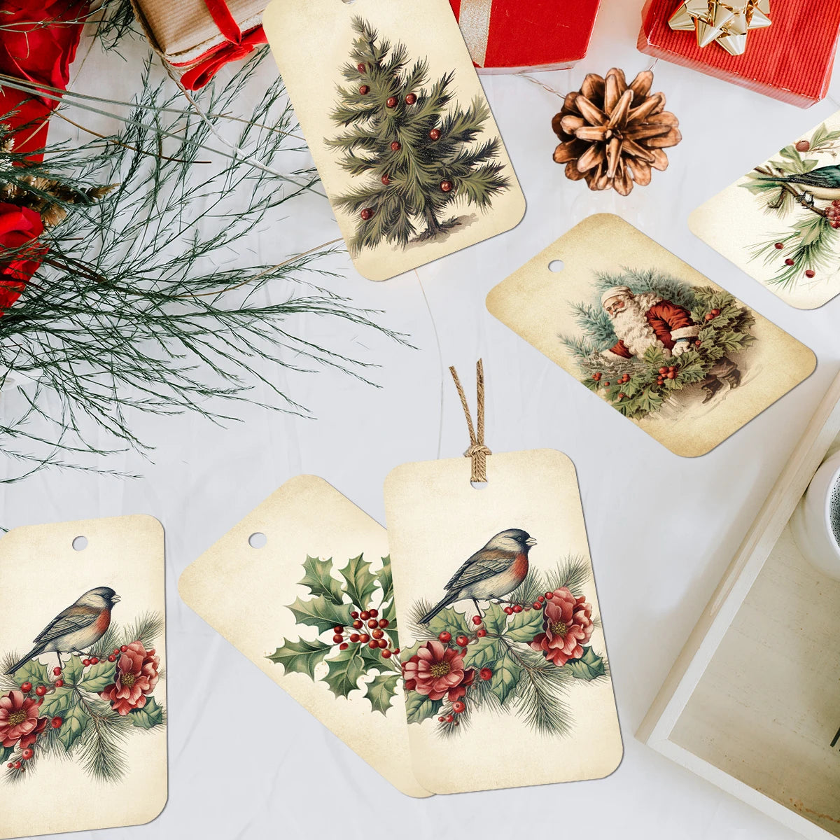 Vintage Christmas Gift Tags | Set of 50 | Holiday Wrapping Essentials