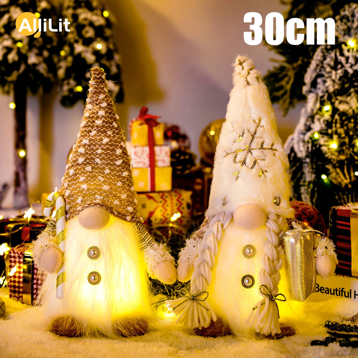 Glowing Christmas Gnome | LED Light-Up Holiday Decoration | 30cm & 45cm
