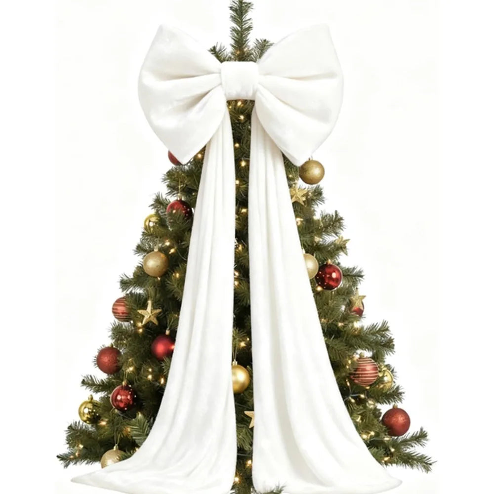 Large Velvet Christmas Tree Bow | Long Draping Tails | 5 Colors & 3 Sizes