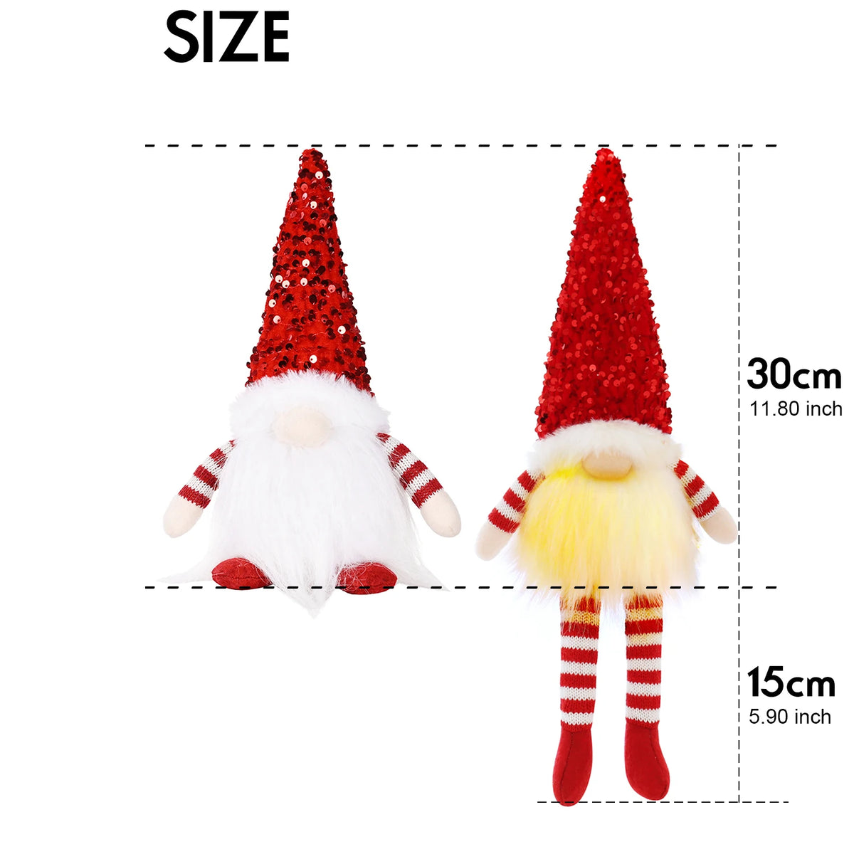 Glowing Christmas Gnome | LED Light-Up Holiday Decoration | 30cm & 45cm