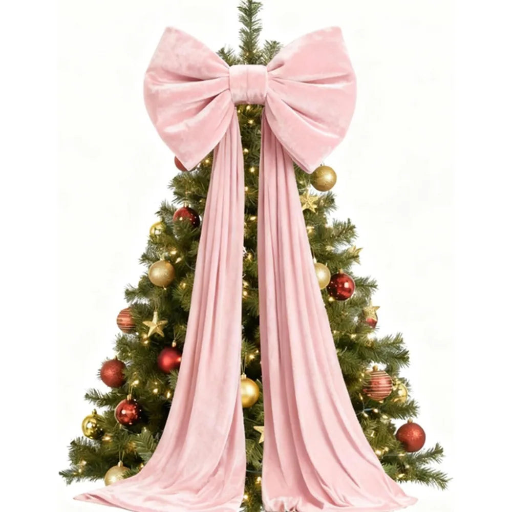 Large Velvet Christmas Tree Bow | Long Draping Tails | 5 Colors & 3 Sizes