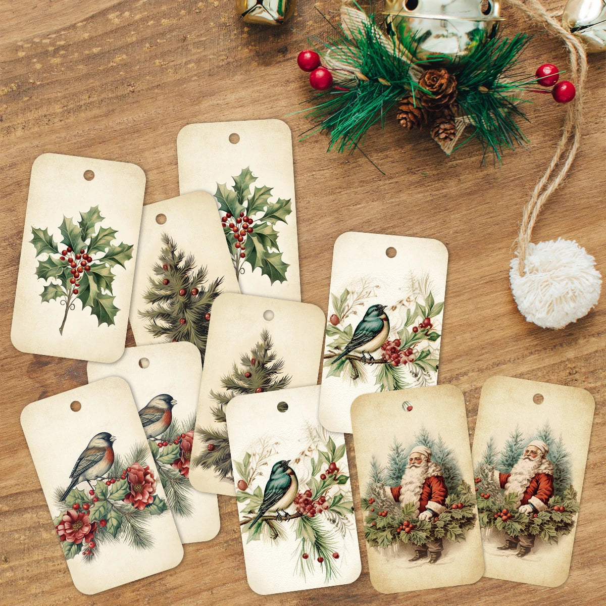 Vintage Christmas Gift Tags | Set of 50 | Holiday Wrapping Essentials