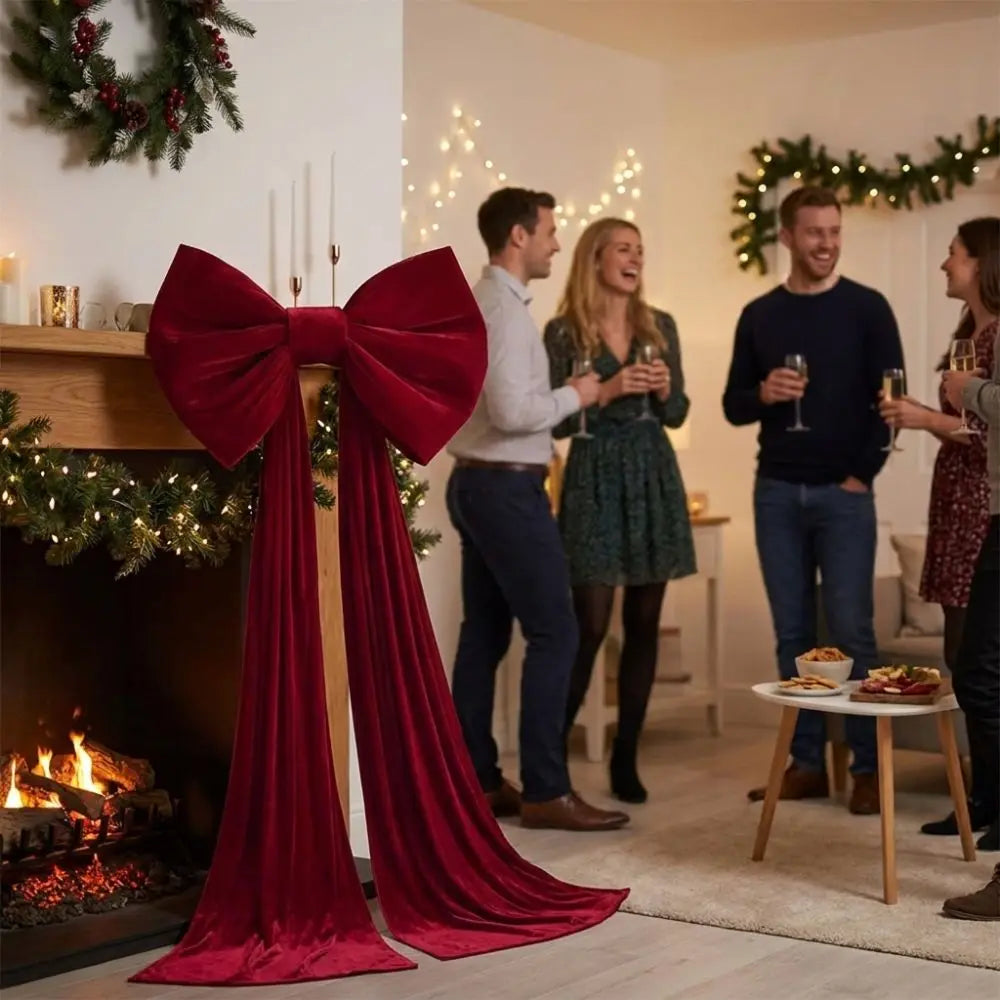 Large Velvet Christmas Tree Bow | Long Draping Tails | 5 Colors & 3 Sizes