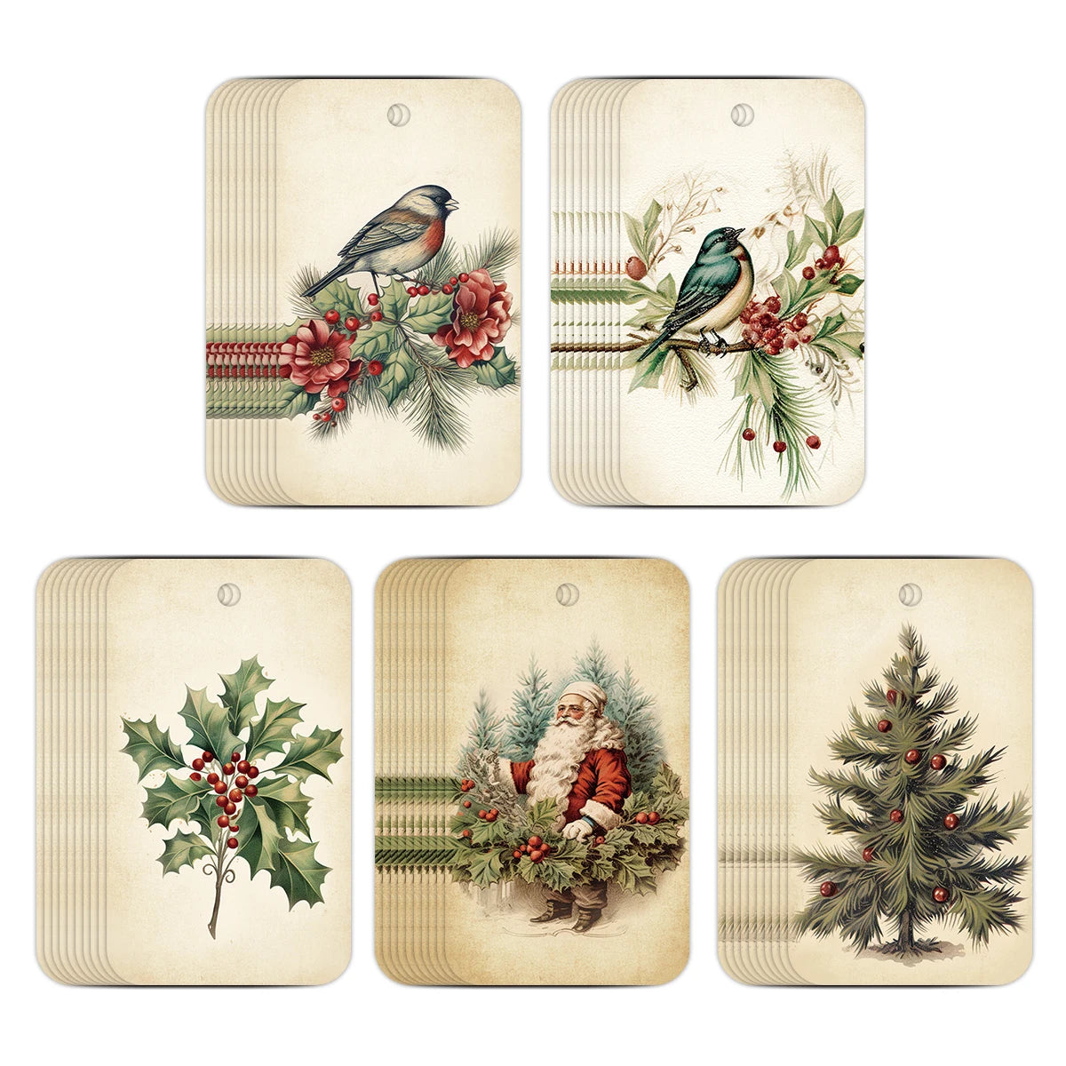 Vintage Christmas Gift Tags | Set of 50 | Holiday Wrapping Essentials