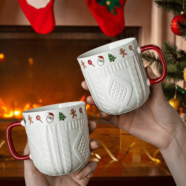 Cozy Sweater Christmas Mug | Ceramic Holiday Coffee Mug | Single or Set of 2