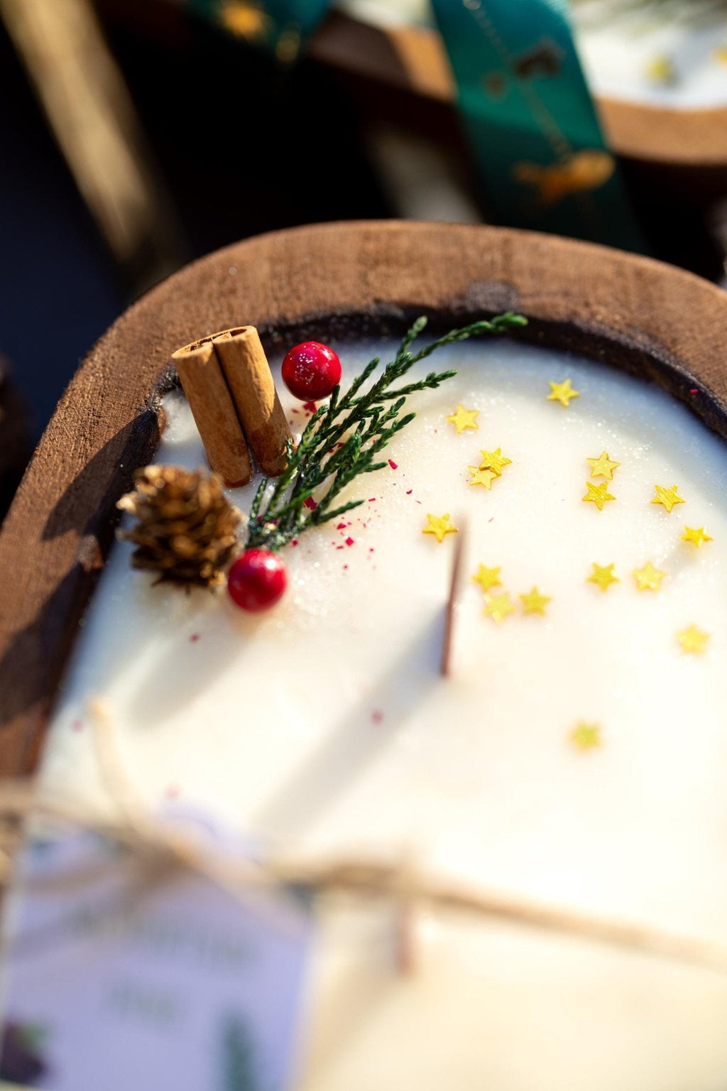 Handcrafted Christmas Dough Bowl Candle | Soy Wax | Farmhouse Holiday Decor