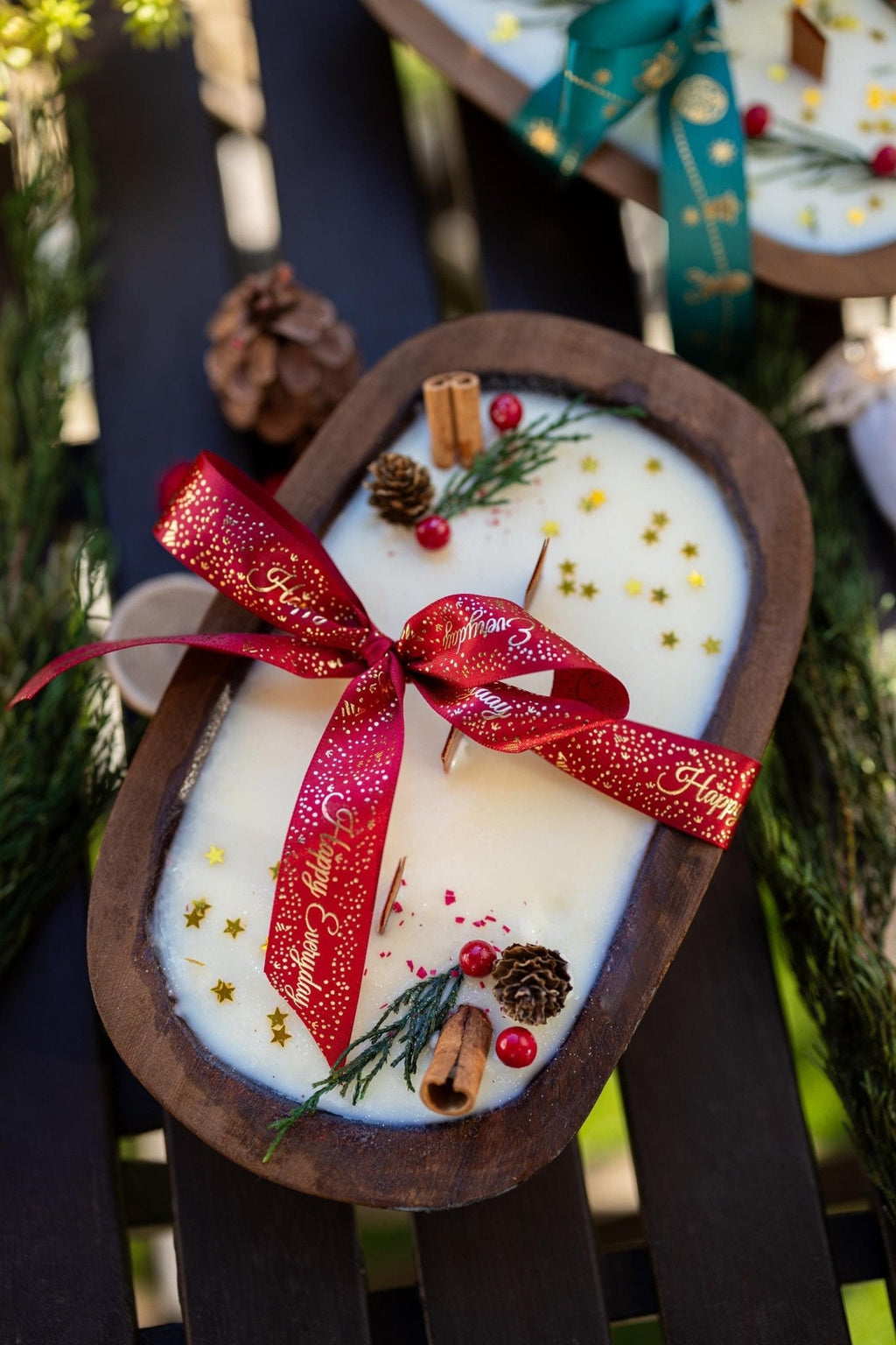 Handcrafted Christmas Dough Bowl Candle | Soy Wax | Farmhouse Holiday Decor