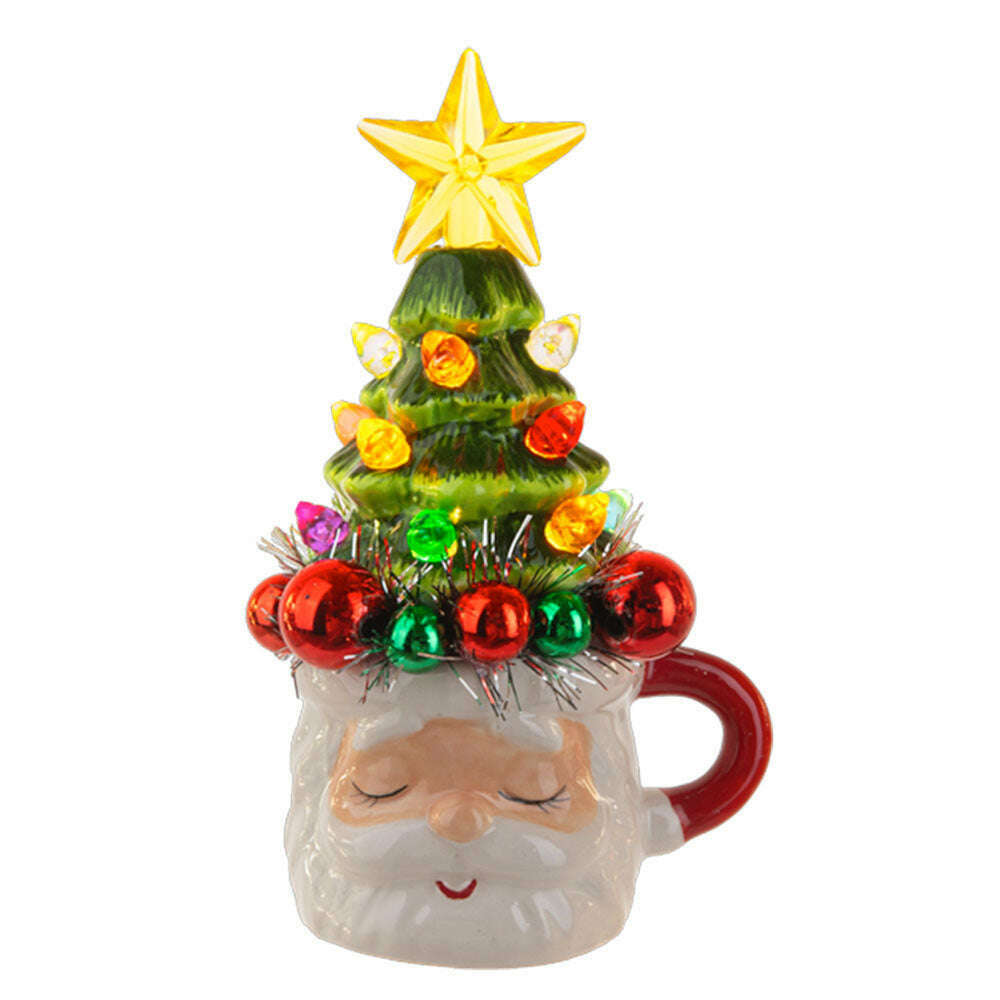 Retro Santa Mug with Light-Up Tree