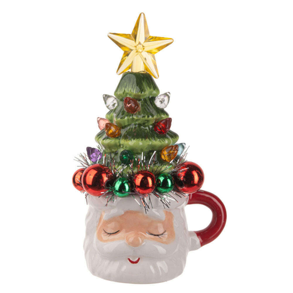 Retro Santa Mug with Light-Up Tree